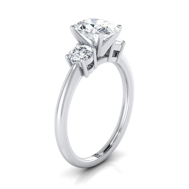 Anita Select Three Stone Oval Lab Diamond Engagement Ring in 18K White Gold | RockHer