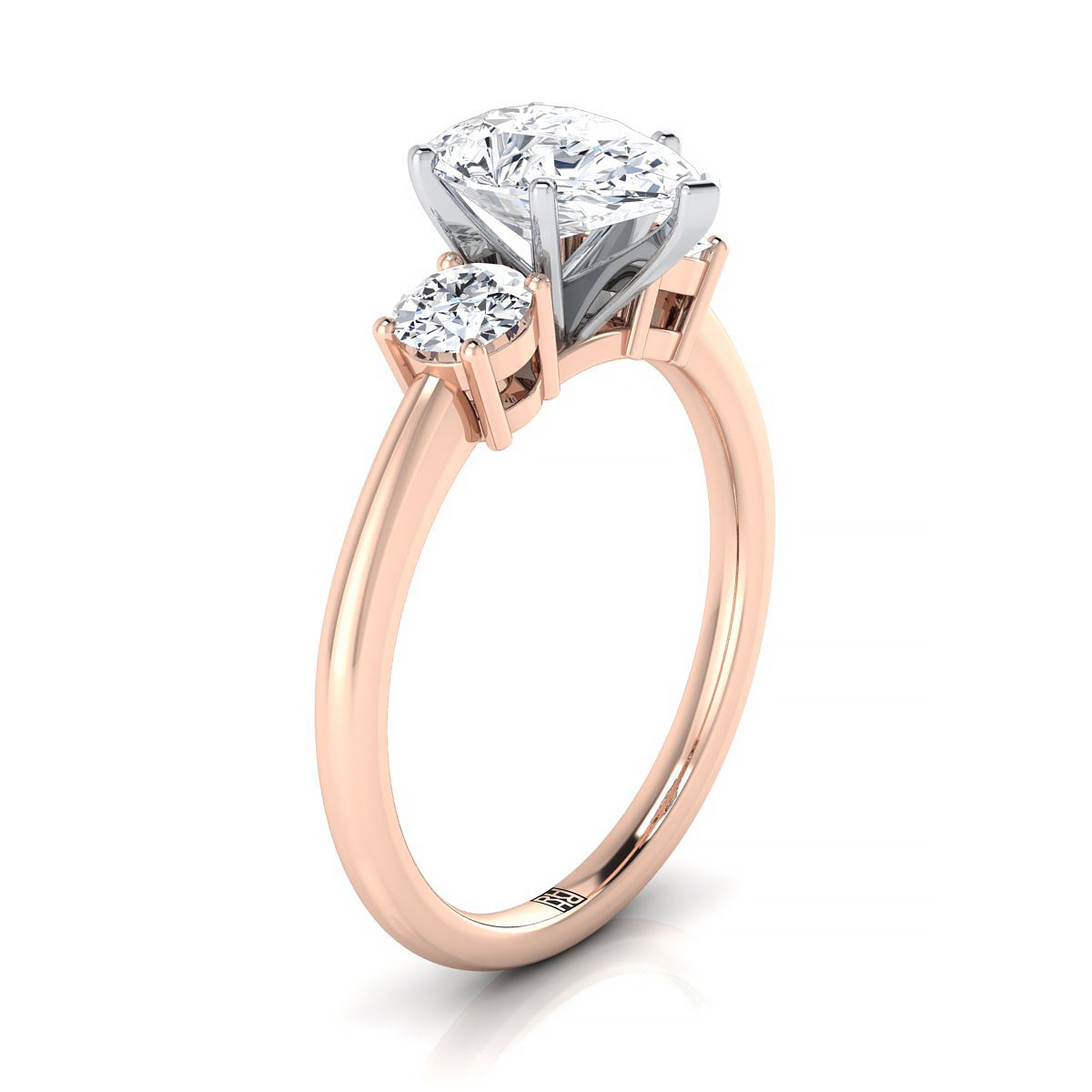 Select Three Stone styling on The Anita pear engagement ring setting | RockHer