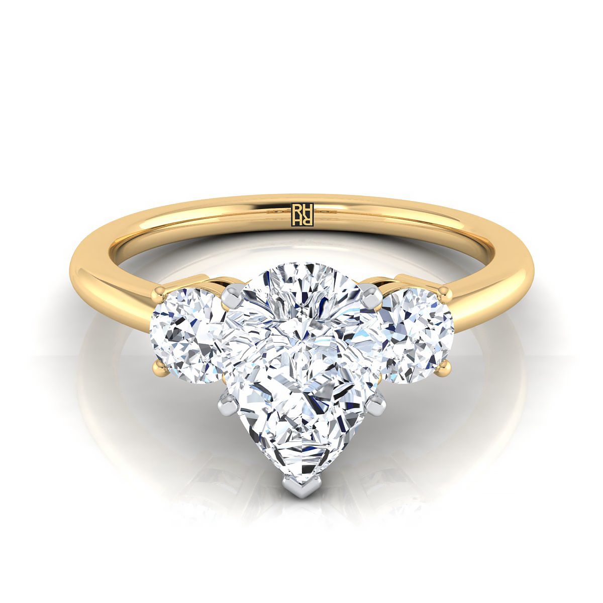 Anita Select Three Stone Pear Lab Diamond Engagement Ring in 18K Yellow Gold | RockHer