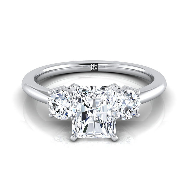 The Anita Select Three Stone Radiant Cut Lab Diamond Engagement Ring in Platinum