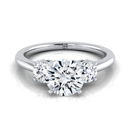 Round Brilliant, Classic Three Stone Round, in Platinum, prong setting – view 8 | RockHer