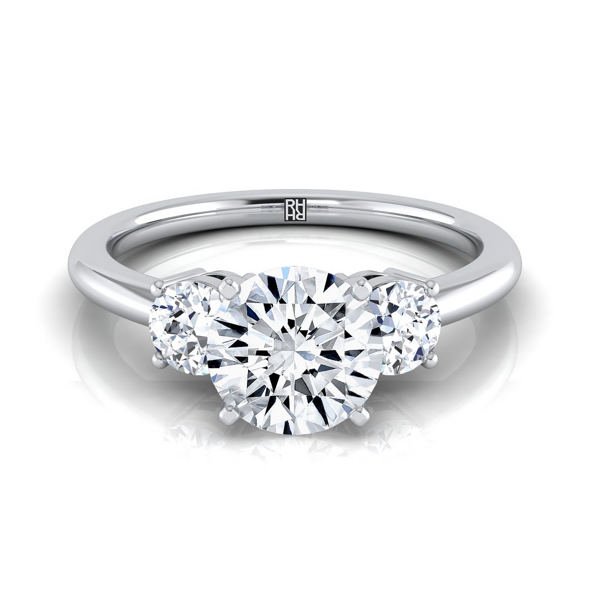 Anita Select classic three stone round ring in 14K White Gold — view — RockHer