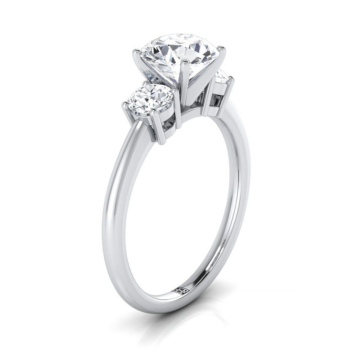 Anita Select classic three stone round ring in 14K White Gold — view — RockHer