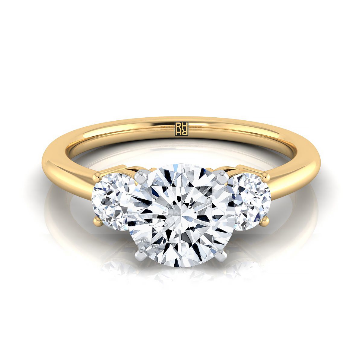 Anita Select Classic Three Stone Round Lab Diamond Engagement Ring in 18K Yellow Gold | RockHer
