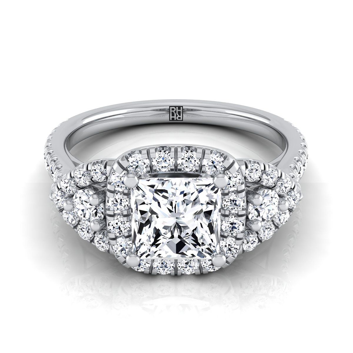 The Jennifer princess engagement ring setting in Platinum | RockHer