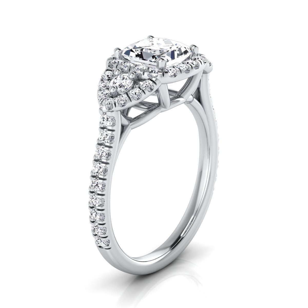 Select Three Stone styling on The Jennifer princess engagement ring setting | RockHer