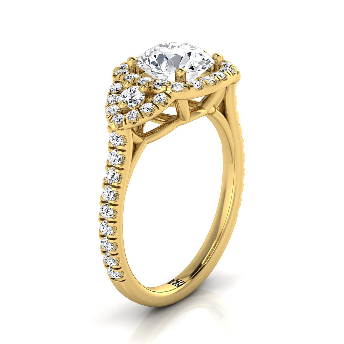 RockHer atelier photo of The Jennifer round engagement ring setting in 18K Yellow Gold