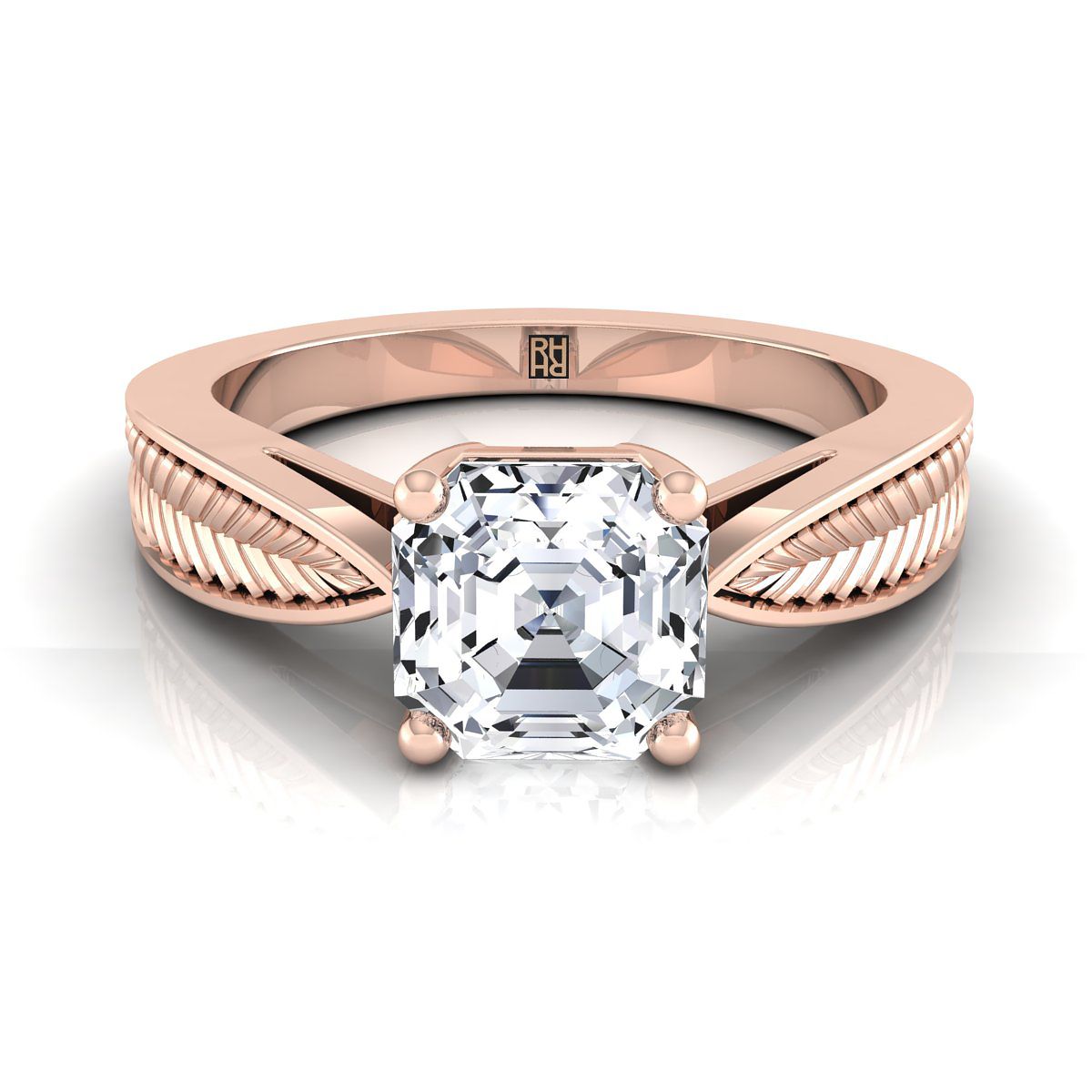 The Roberta asscher engagement ring setting in 14K Rose Gold | RockHer