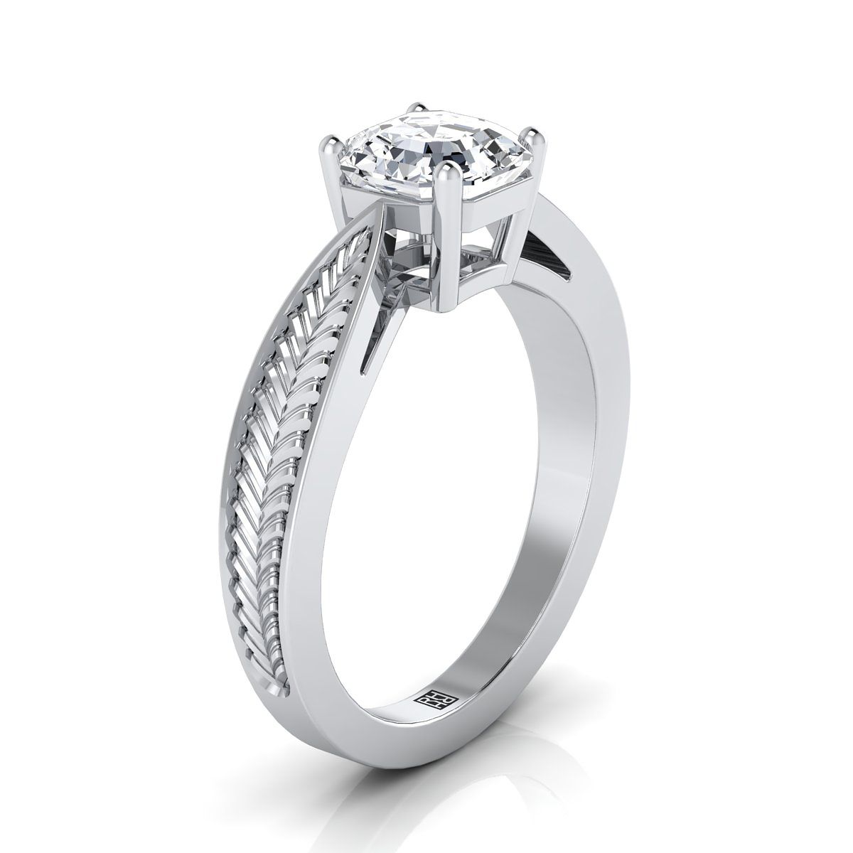 Select Solitaire Cut styling on The Roberta asscher engagement ring setting | RockHer