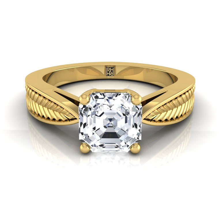 The Roberta Select Solitaire Asscher Cut Lab Diamond Engagement Ring in 18K Yellow Gold