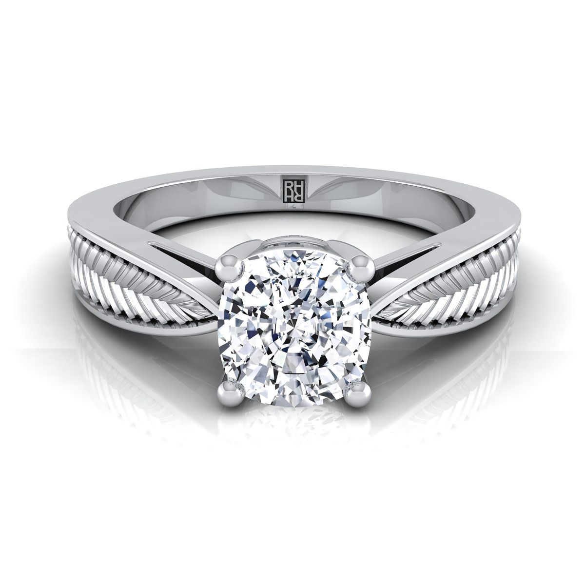 Roberta Select Solitaire Cushion Cut Lab Diamond Engagement Ring in 18K White Gold | RockHer