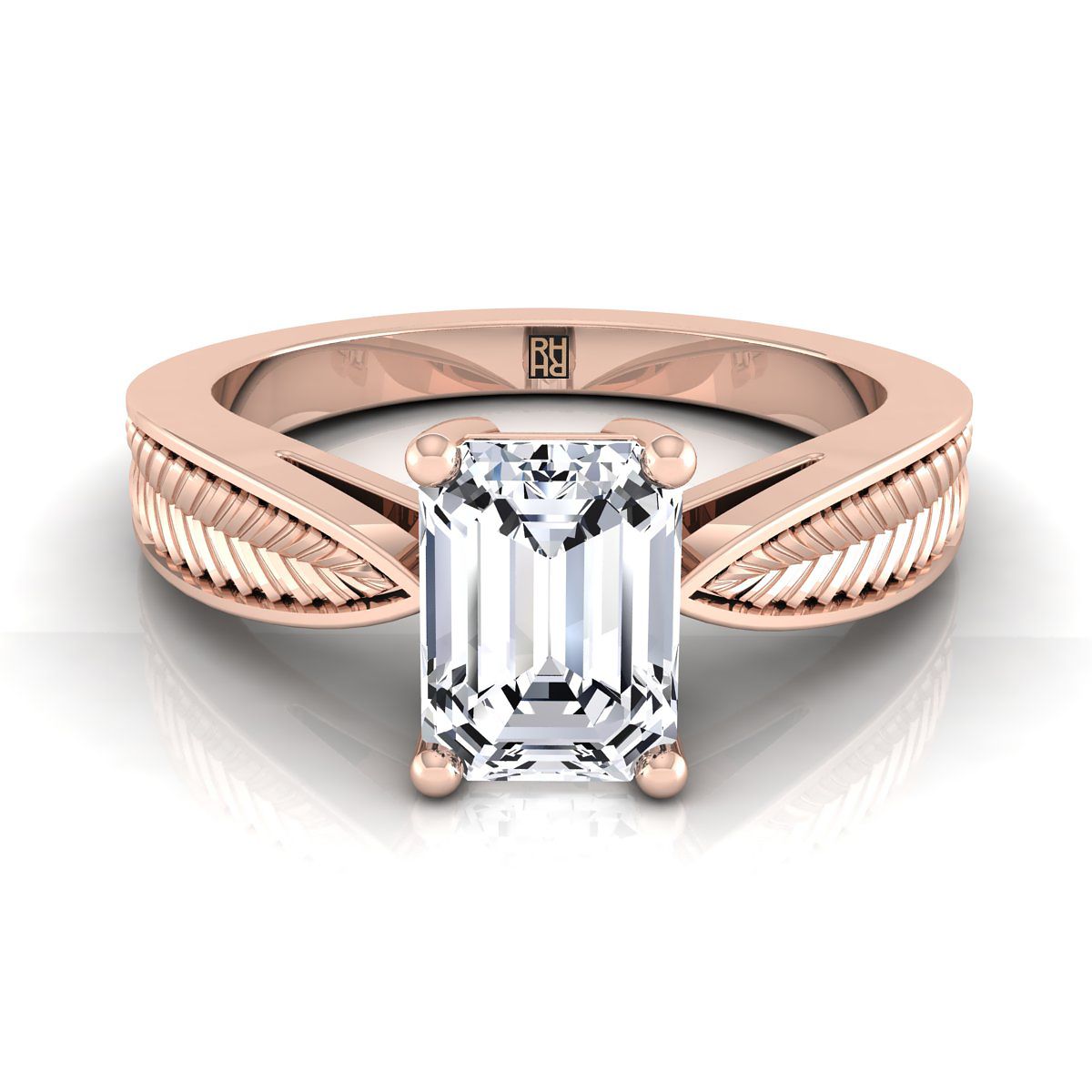 The Roberta emerald engagement ring setting in 14K Rose Gold | RockHer