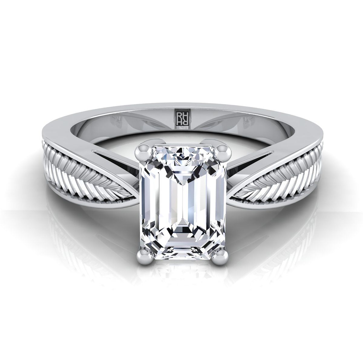 Roberta Select Solitaire Emerald Cut Lab Diamond Engagement Ring in Platinum | RockHer