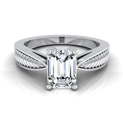 Roberta Select Solitaire Emerald Cut Lab Diamond Engagement Ring in Platinum | RockHer