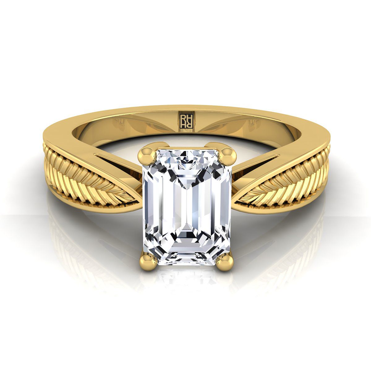 Roberta Select Solitaire Emerald Cut Lab Diamond Engagement Ring in 18K Yellow Gold | RockHer