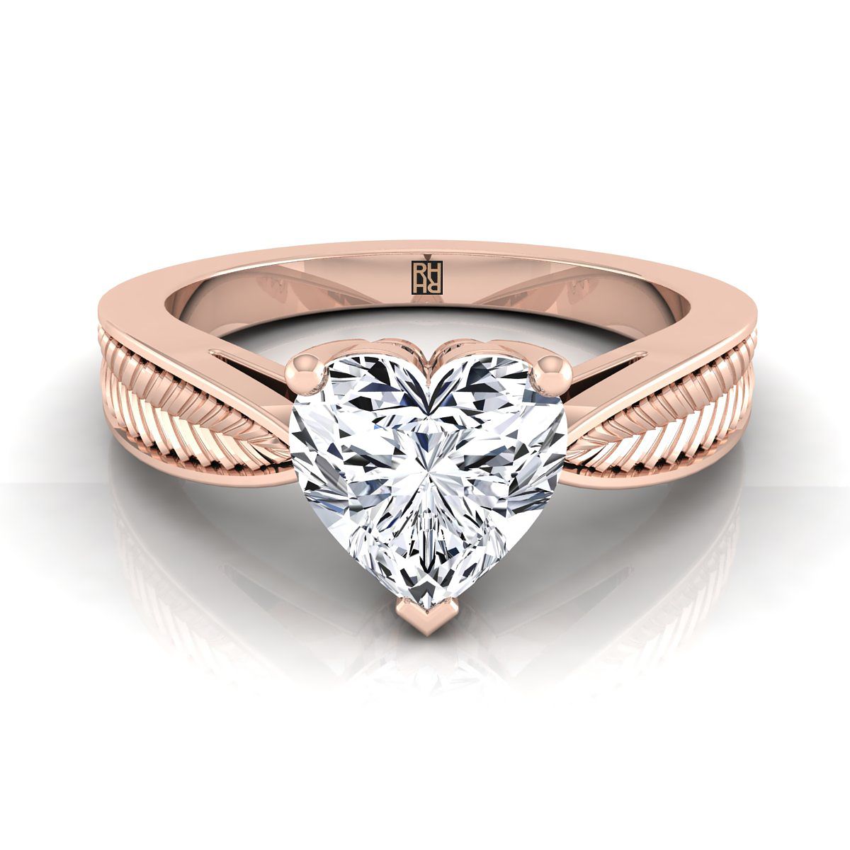 The Roberta heart engagement ring setting in 14K Rose Gold | RockHer