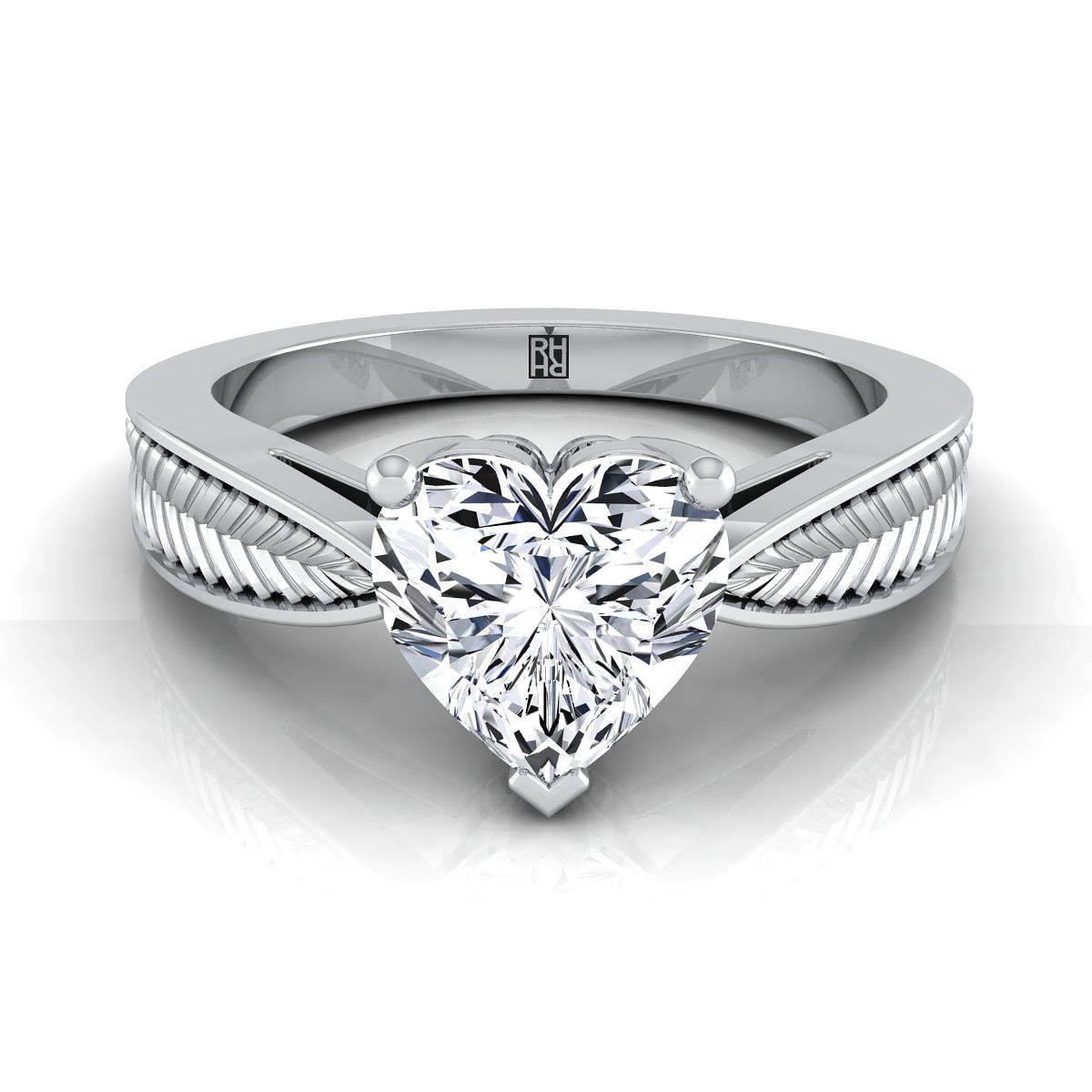The Roberta heart engagement ring setting in Platinum | RockHer