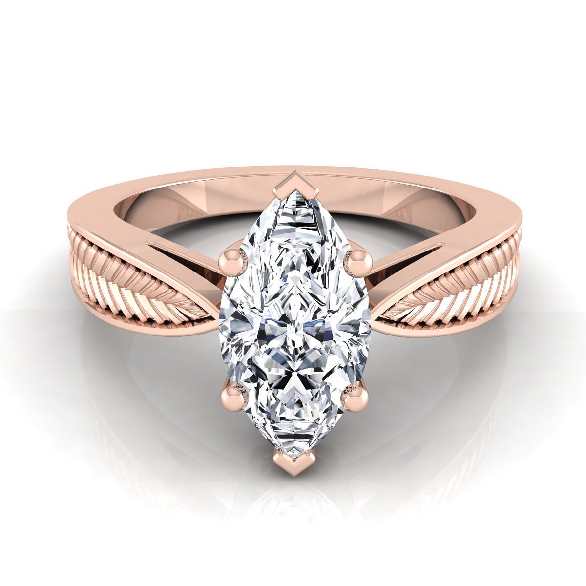 The Roberta marquise engagement ring setting in 14K Rose Gold | RockHer