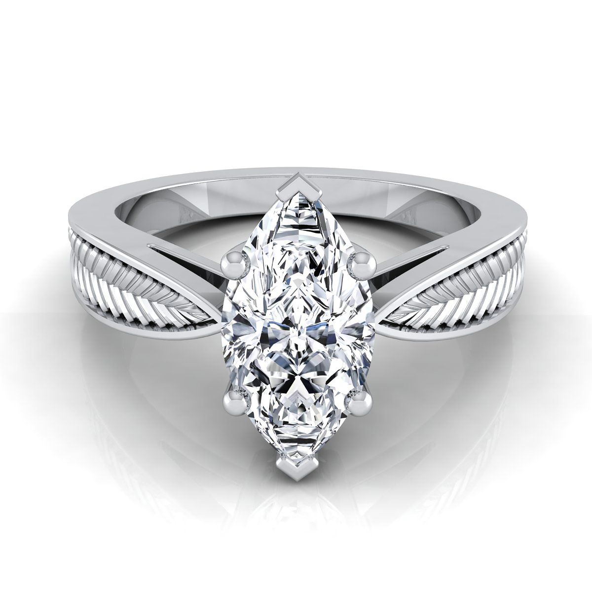 Roberta Select Solitaire Marquise Lab Diamond Engagement Ring in 18K White Gold | RockHer