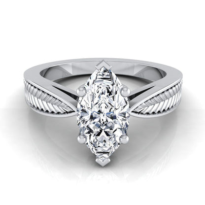 Roberta Select Solitaire Marquise Lab Diamond Engagement Ring in 18K White Gold | RockHer