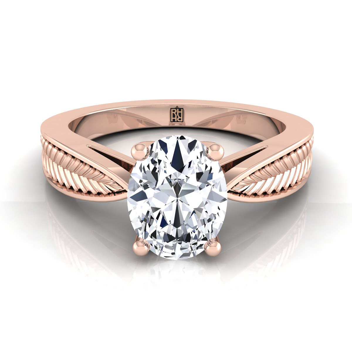 The Roberta oval engagement ring setting in 14K Rose Gold | RockHer