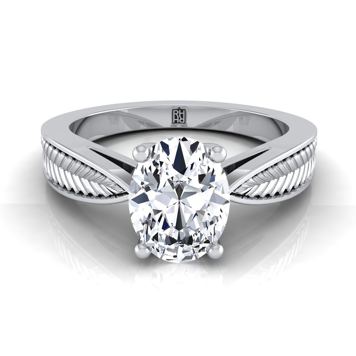 Roberta Select Solitaire Oval Lab Diamond Engagement Ring in Platinum | RockHer