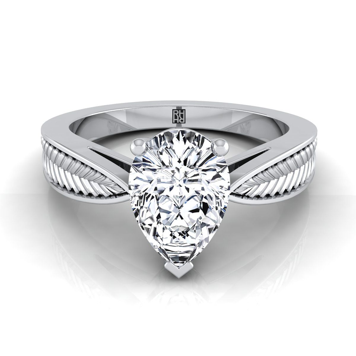 The Roberta pear engagement ring setting in 18K White Gold | RockHer