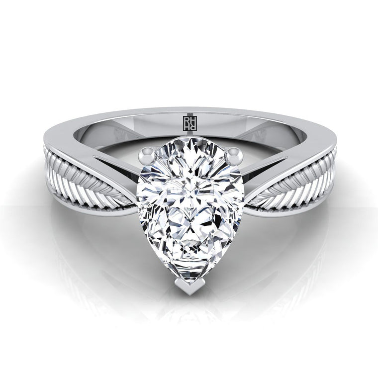 The Roberta Select Solitaire Pear Lab Diamond Engagement Ring in 18K White Gold