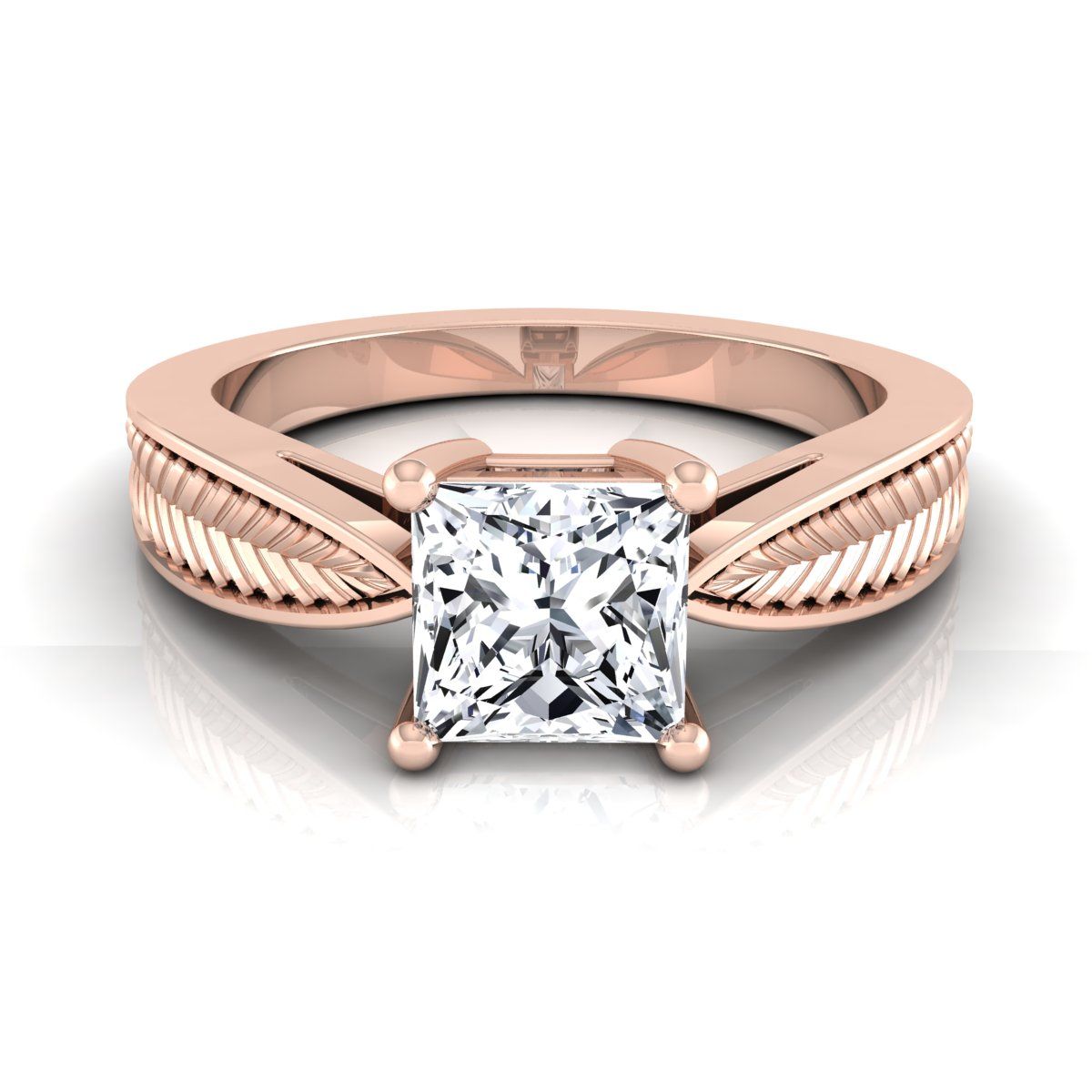 The Roberta princess engagement ring setting in 14K Rose Gold | RockHer