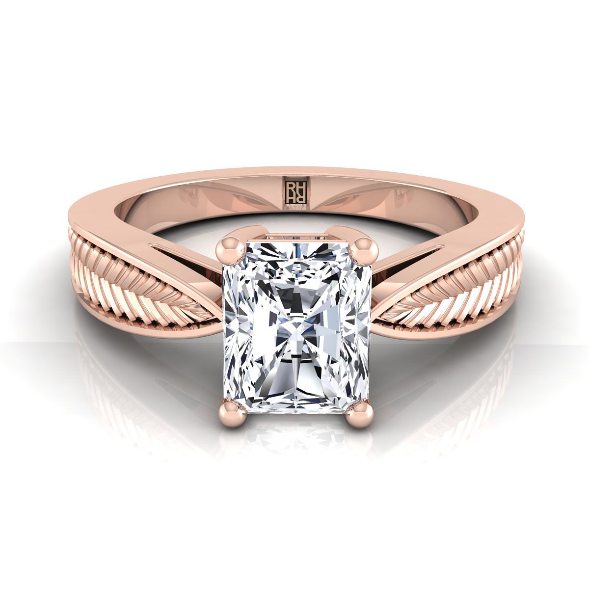 The Roberta radiant engagement ring setting in 14K Rose Gold | RockHer
