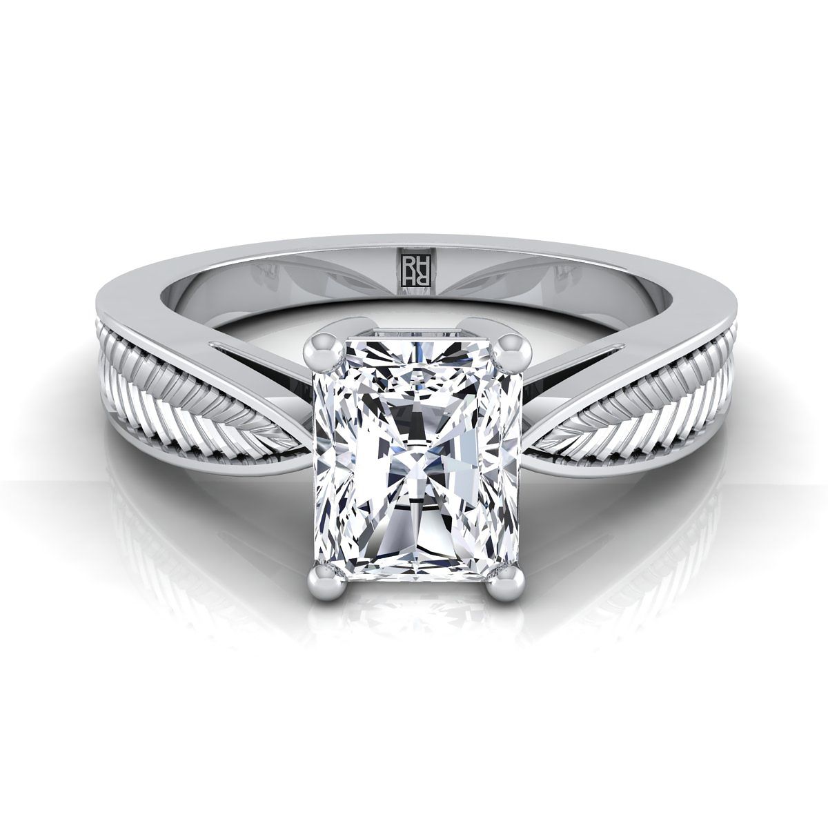 The Roberta radiant engagement ring setting in 18K White Gold | RockHer