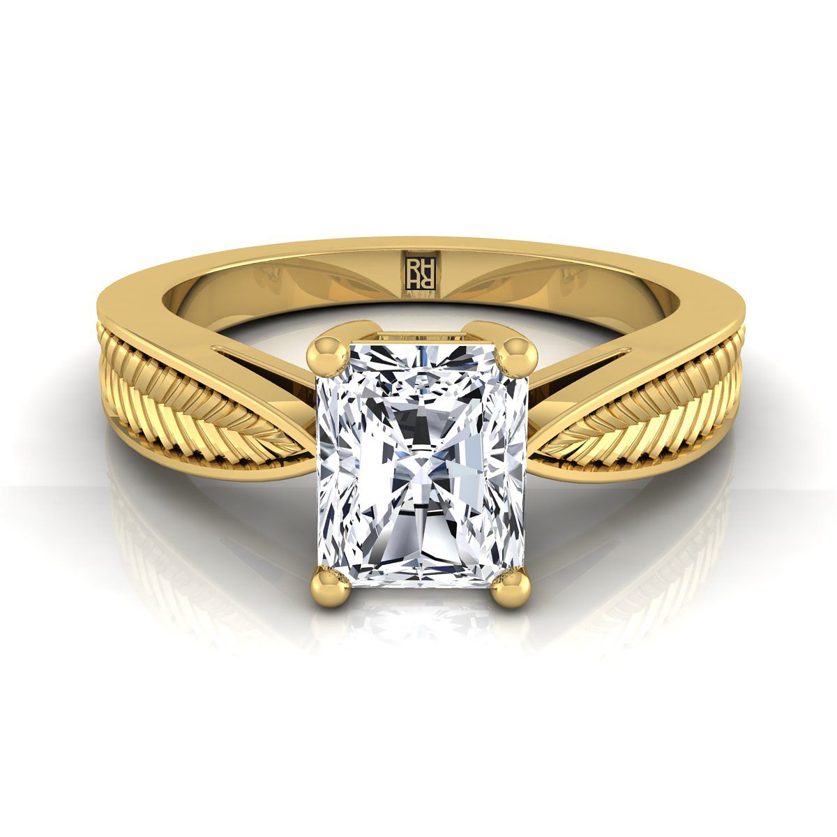 The Roberta radiant engagement ring setting in 18K Yellow Gold | RockHer