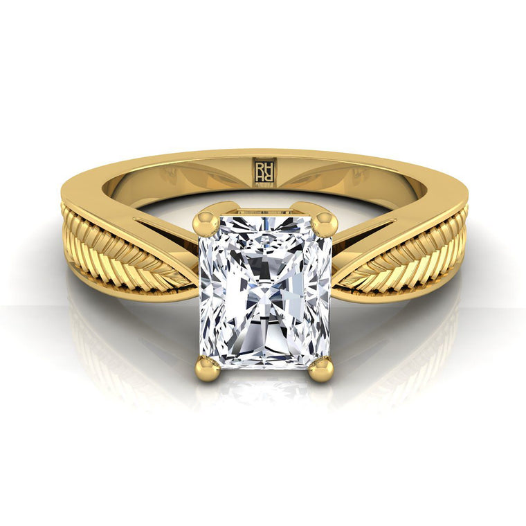 The Roberta Select Solitaire Radiant Cut Lab Diamond Engagement Ring in 18K Yellow Gold