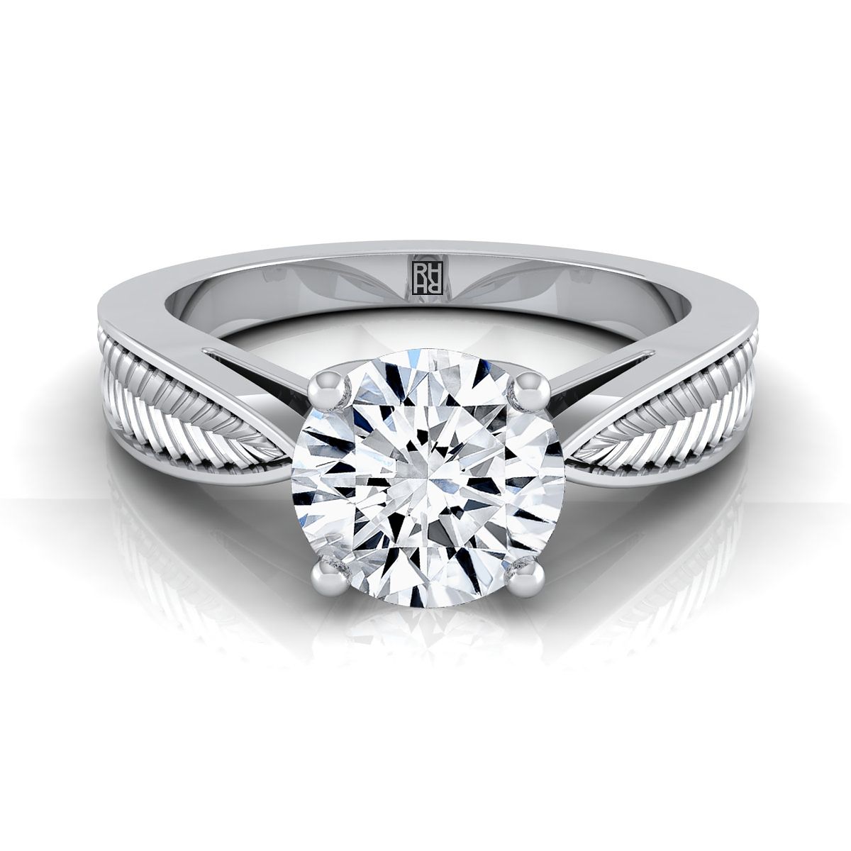 Roberta Select Solitaire Round Lab Diamond Engagement Ring in 18K White Gold | RockHer