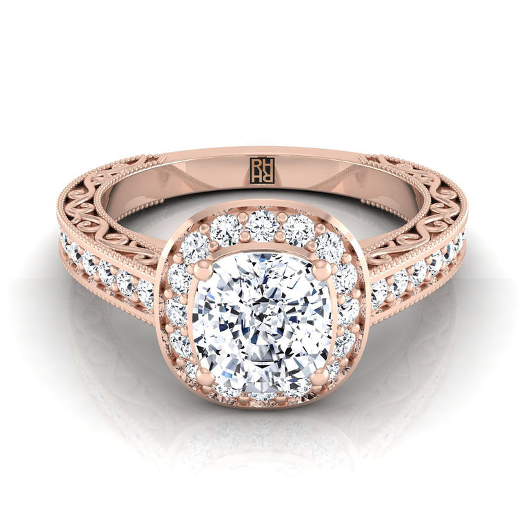 The Talea Select Halo Cushion Cut Lab Diamond Engagement Ring in 14K Rose Gold