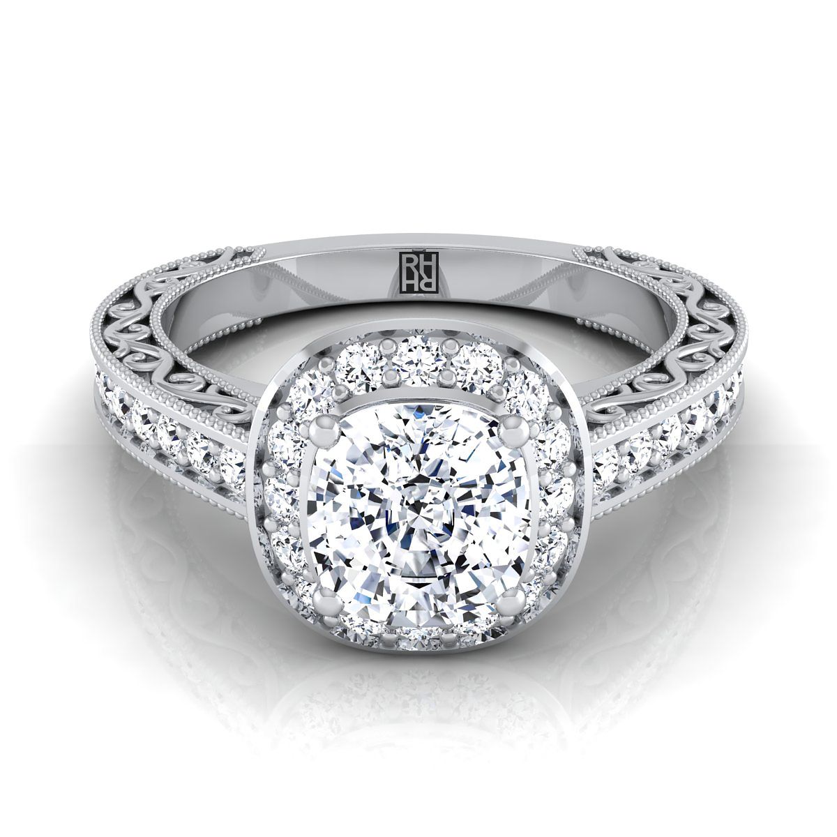 The Talea cushion engagement ring setting in 18K White Gold | RockHer