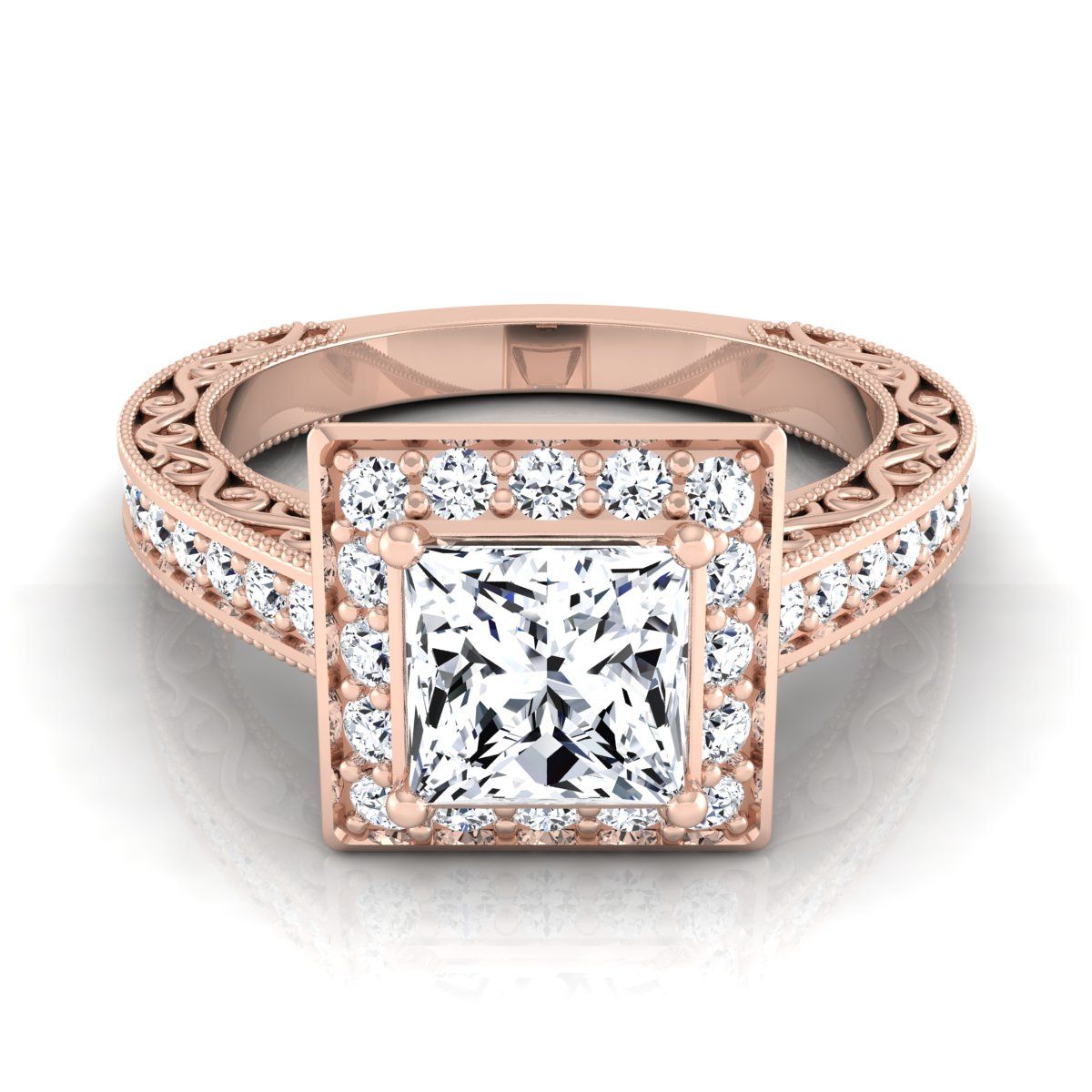 The Talea princess engagement ring setting in 14K Rose Gold | RockHer