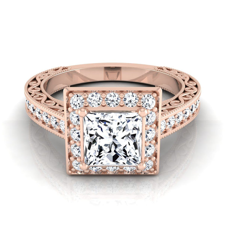 The Talea Select Halo Princess Cut Lab Diamond Engagement Ring in 14K Rose Gold