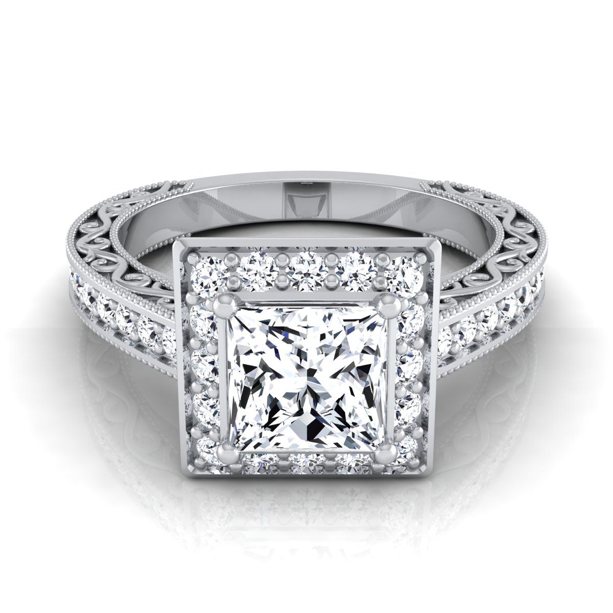 The Talea princess engagement ring setting in Platinum | RockHer