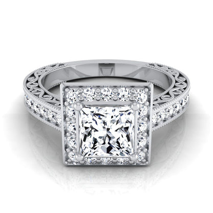 The Talea Select Halo Engagement Ring with Lab Diamond in 18K White Gold - view 1
