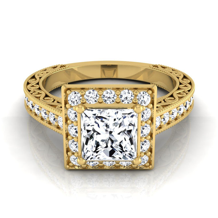 The Talea Select Halo Princess Cut Lab Diamond Engagement Ring in 18K Yellow Gold