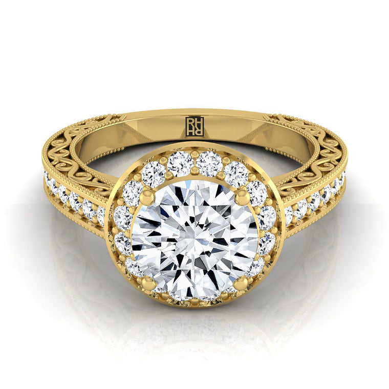The Talea Select Halo Round Lab Diamond Engagement Ring in 18K Yellow Gold
