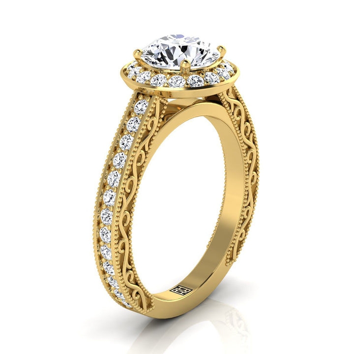 The Talea Select Halo Engagement Ring with Lab Diamond in 18K Yellow Gold - view 2