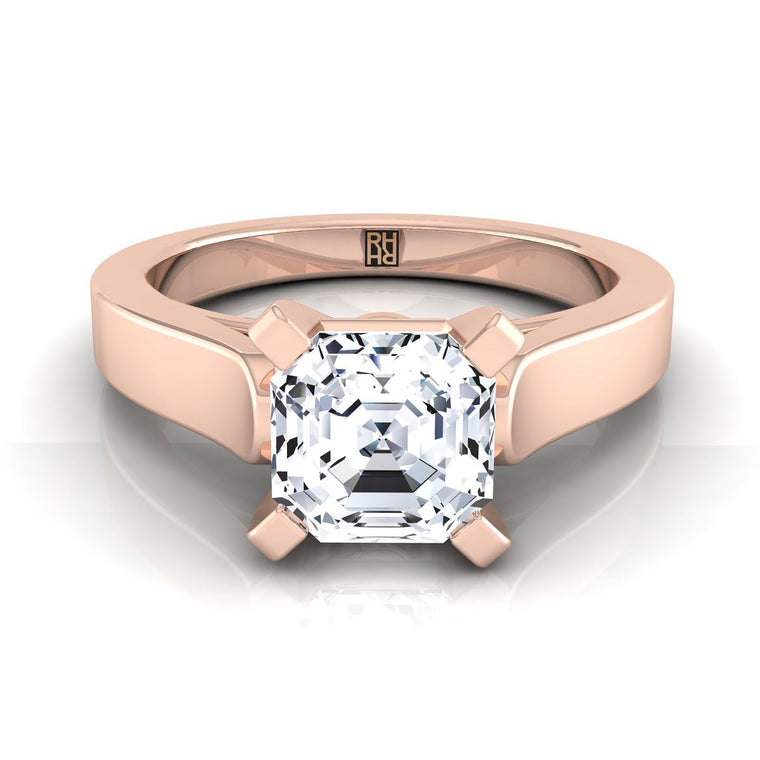 The Charlotte Select Cathedral Solitaire Asscher Cut Lab Diamond Engagement Ring in 14K Rose Gold