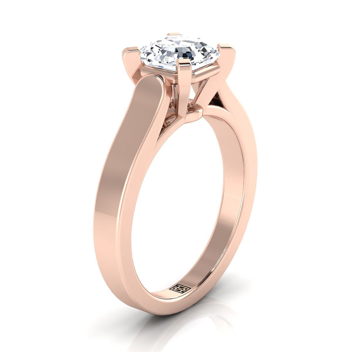 Select Cathedral Solitaire Cut styling on The Charlotte asscher engagement ring setting | RockHer