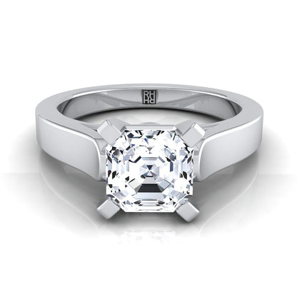 Cathedral Squared Edge Solitaire Asscher, in Platinum, prong setting | RockHer