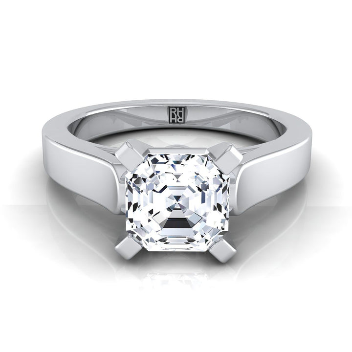Cathedral Squared Edge Solitaire Asscher, in Platinum, prong setting | RockHer