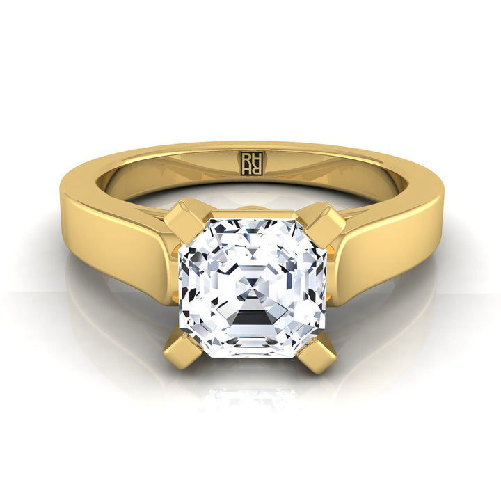 Cathedral Squared Edge Solitaire Asscher, in 18K Yellow Gold, prong setting | RockHer