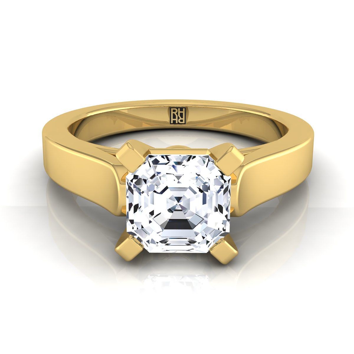 The Charlotte asscher engagement ring setting in 18K Yellow Gold | RockHer