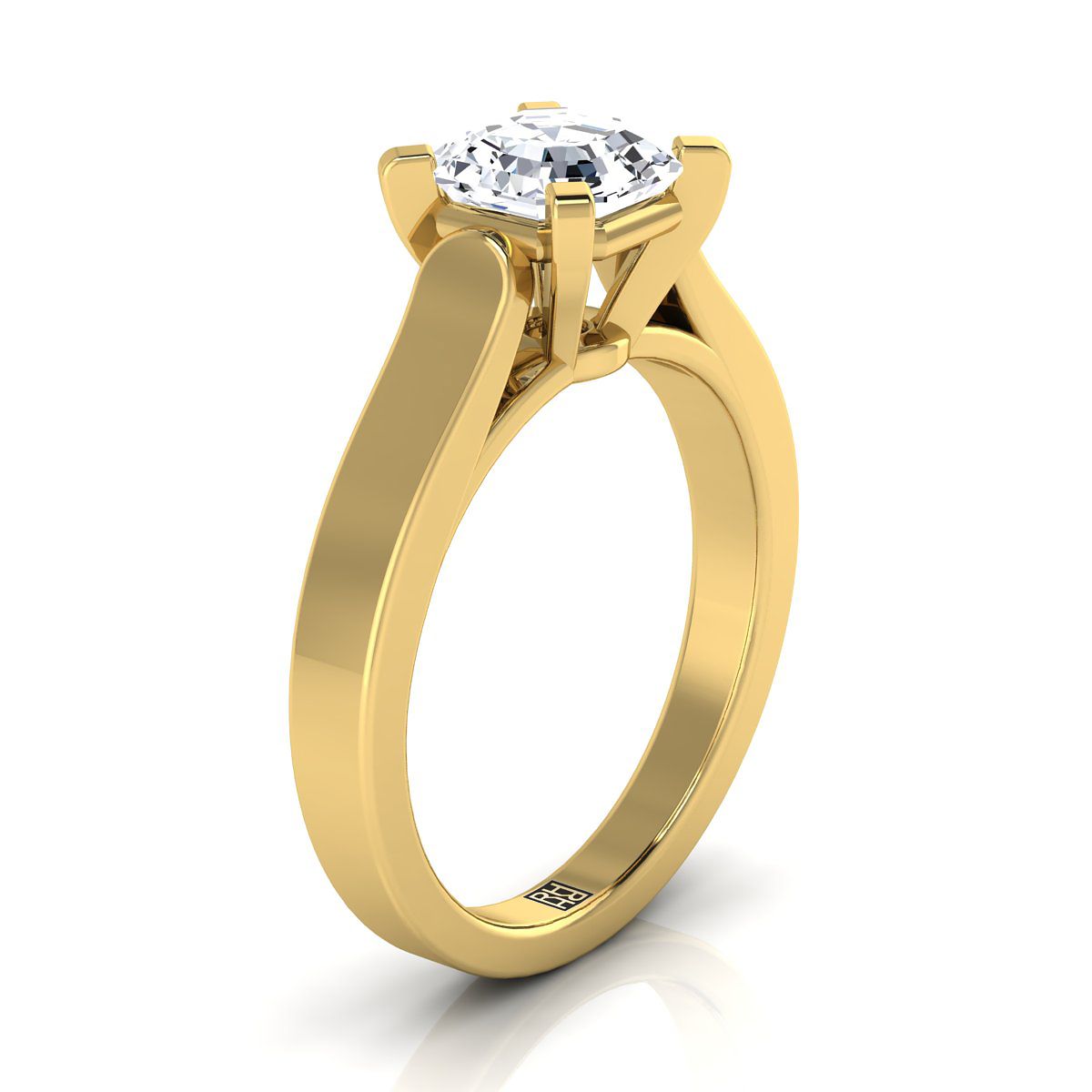 Select Cathedral Solitaire Cut styling on The Charlotte asscher engagement ring setting | RockHer